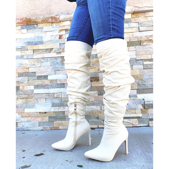 Beige over the knee slouch Boots - Picture 3 of 8